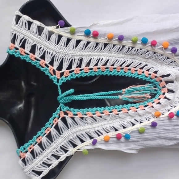 Dasayo Boho Crochet Top Beach Cover Up  Medium/Large Costal Festival, 23" PTP - Picture 4 of 6